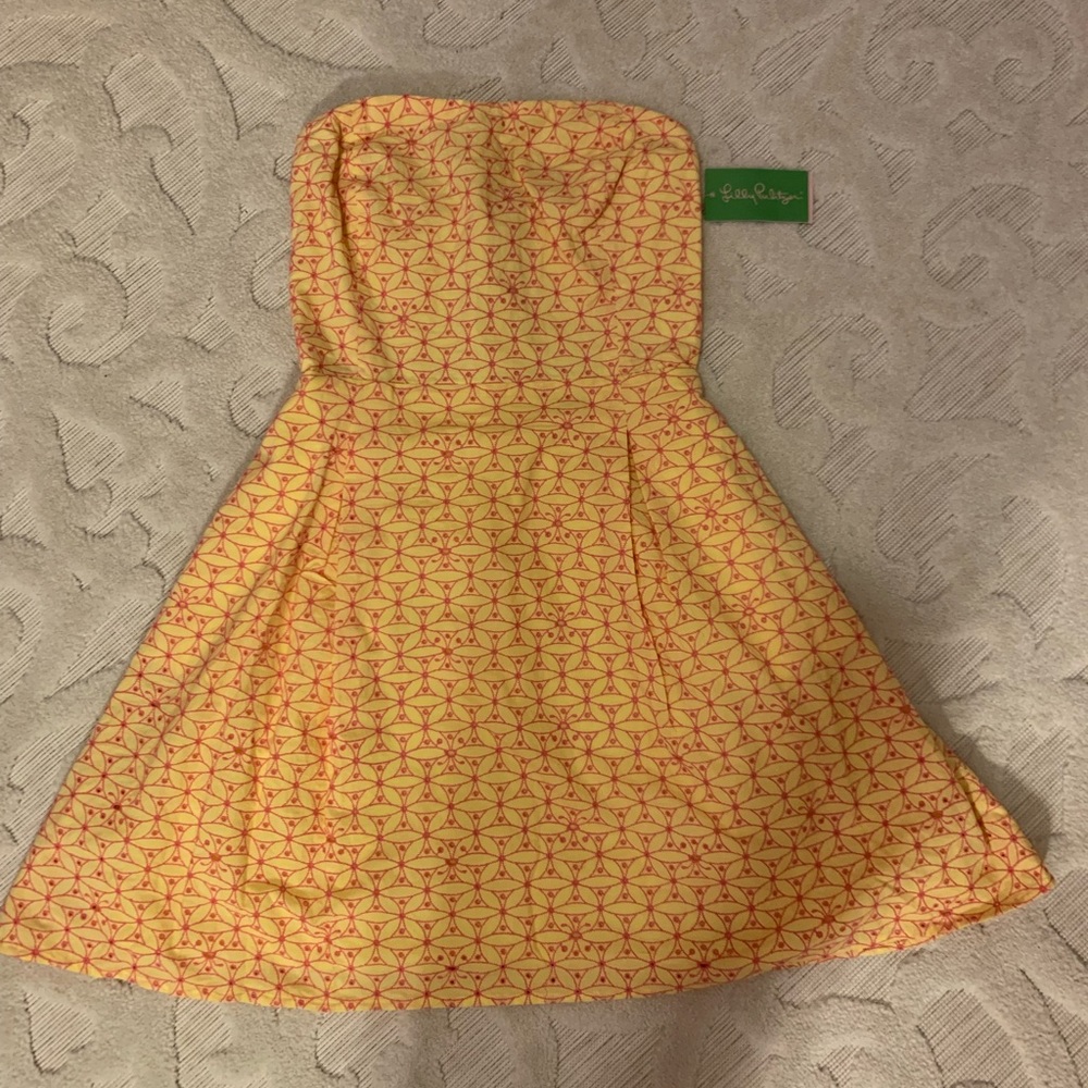 Lily Pulitzer Starfruit Yellow Strapless Dress NWT